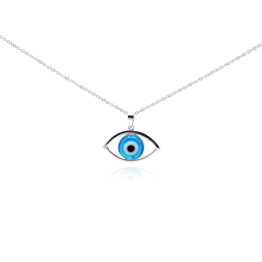 Sterling Silver Open Evil Eye Center CZ Necklace